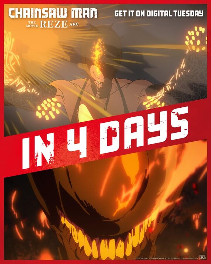 Flyer promocional Chainsaw Man filme Reze Arc
