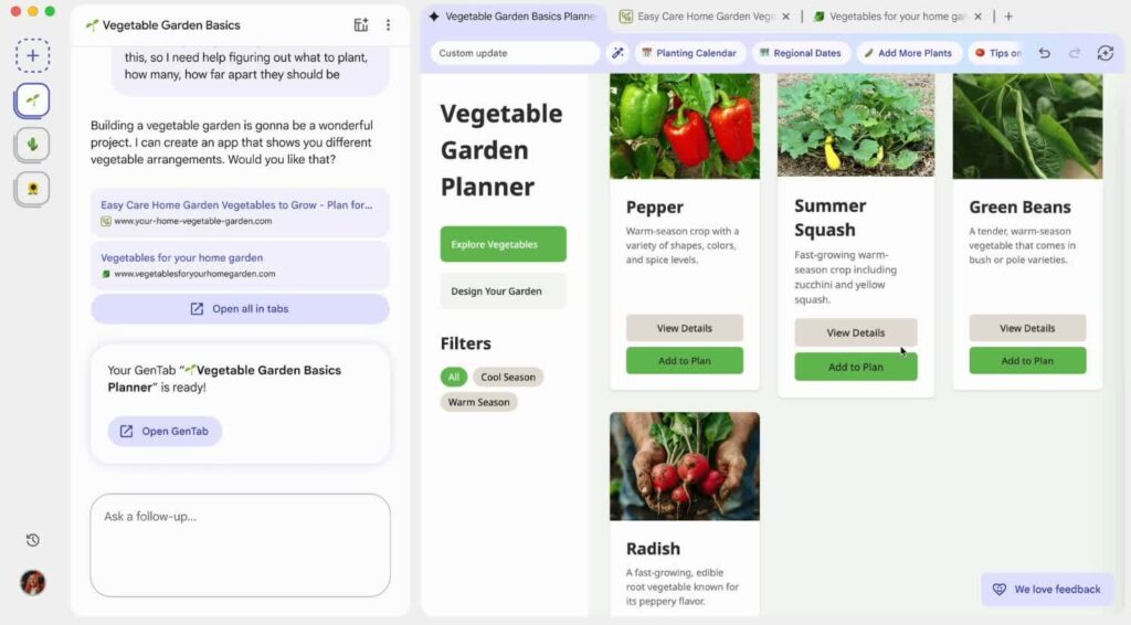 Google Disco: navegador experimental com IA que transforma abas em apps personalizados 3 Demonstração do Google Disco criando um app de viagem com IA