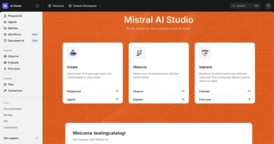 Interface beta do Workflow Builder da Mistral AI com conectores e fluxos automatizados
