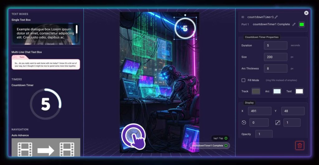 Captura do painel de gerenciamento de histórias interativas no Beam