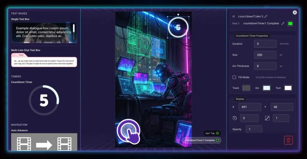 Captura do painel de gerenciamento de histórias interativas no Beam