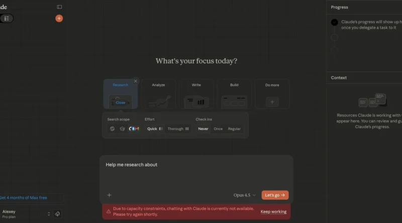 Anthropic lança novo Agentic Tasks Mode no Claude 4 Interface do novo Agentic Tasks Mode do Claude com painel lateral e opções de tarefas