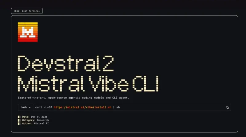 Apresentação dos modelos Devstral 2 e Mistral Vibe CLI pela Mistral AI