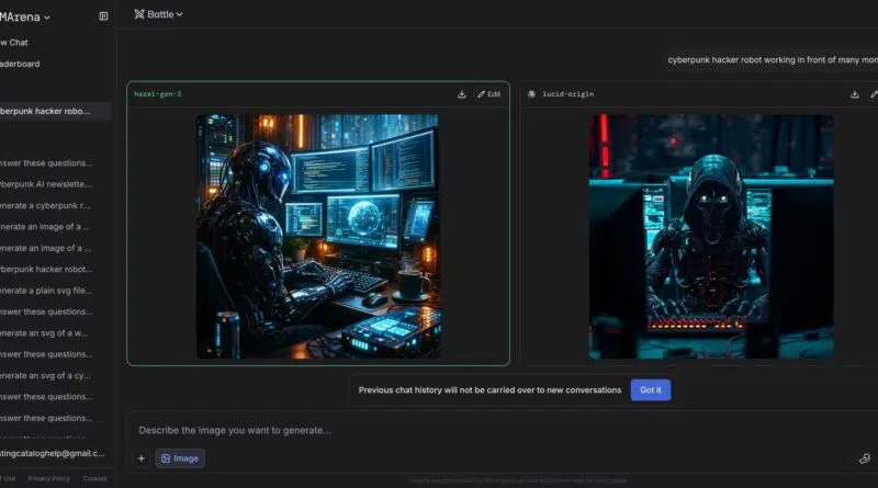 Interface do LM Arena onde os modelos Image-2 da OpenAI estão sendo testados
