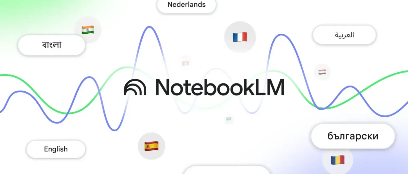 Interface do NotebookLM mostrando opções de áudio Lecture com suporte multilíngue.