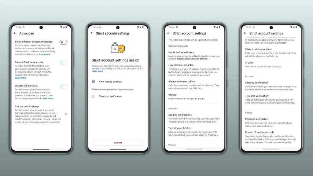 Novo modo de segurança do WhatsApp reúne mecanismos de proteção em um lugar só (Imagem: Reprodução/WABetaInfo)