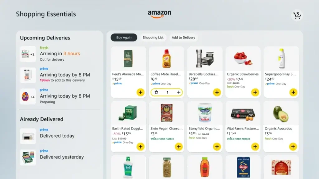 Alexa Plus ganha IA para compras automáticas 4 Painel de compras essenciais Alexa Plus