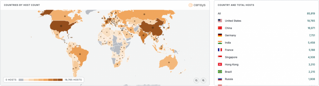 Falha MongoBleed expõe 87 mil servidores MongoDB 5 Mapa global dos servidores MongoDB vulneráveis