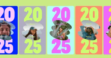 Interface da retrospectiva 2025 do Google Fotos com gráficos e destaques visuais