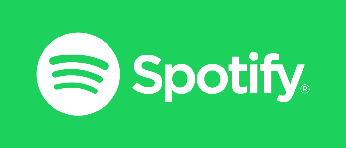 Logos do Spotify sobre fundo escuro. Cada logo verde contém ondas brancas, representando som.