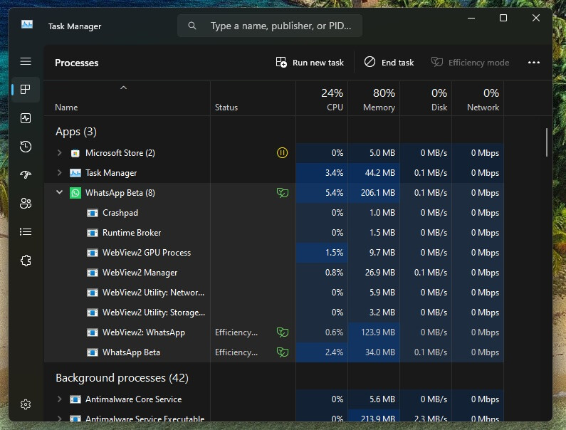 WhatsApp para Windows agora consome até 7x mais RAM 5 WhatsApp para Windows: Interface do WhatsApp WebView2