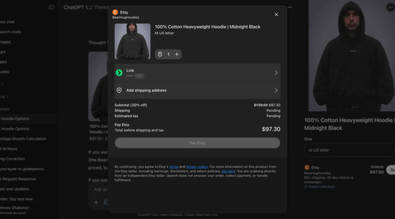 OpenAI prepara carrinho de compras e ferramentas de comércio no ChatGPT 3 Demonstração visual do ChatGPT como assistente de compras integrando produtos e pagamentos.