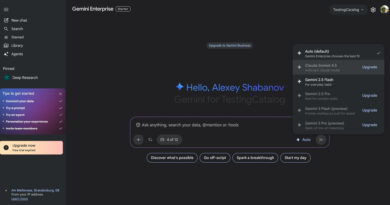 Interface do Gemini for Business mostrando o novo seletor de modelos Claude Sonnet 4.5