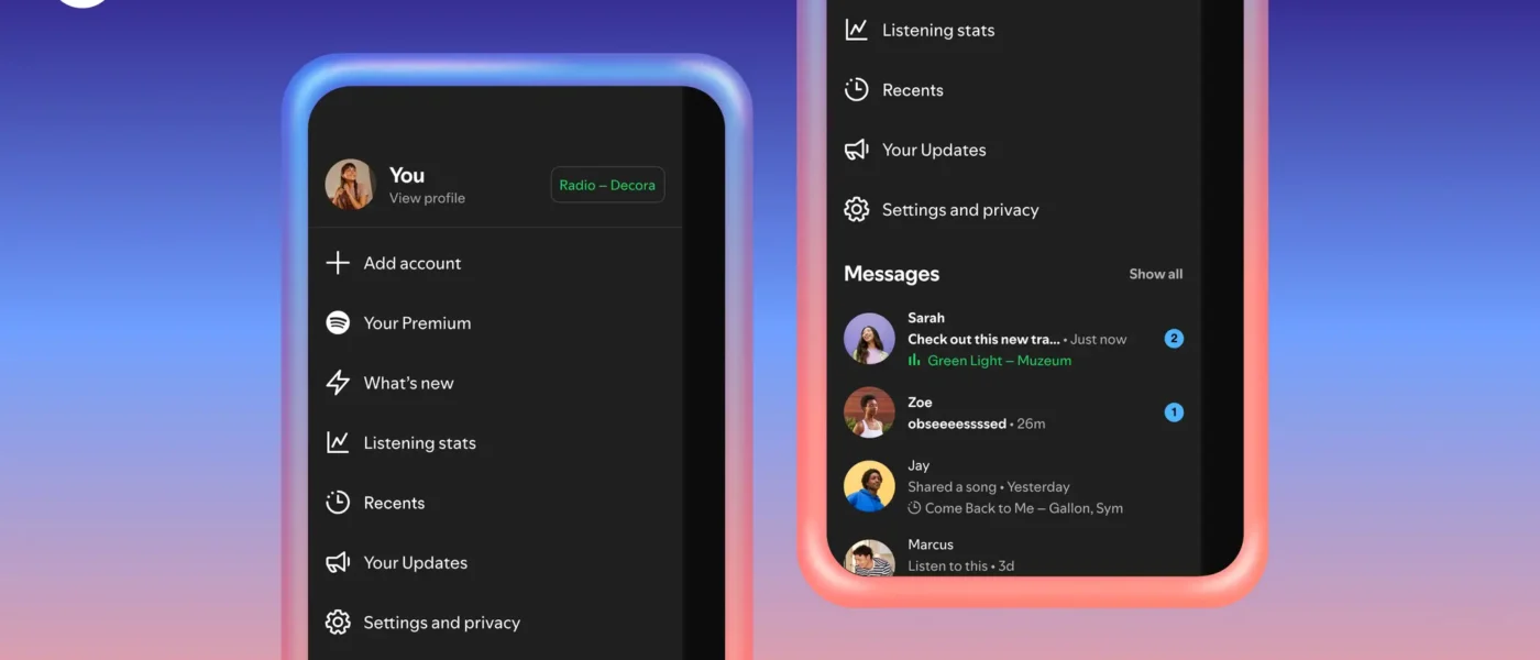Interface do Spotify mostrando atividade de escuta e reações de emoji