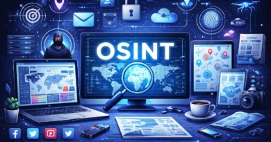 O que é OSINT: Representação conceitual de OSINT e privacidade digital, imagem com esquema cibernético e cadeado simbolizando segurança online