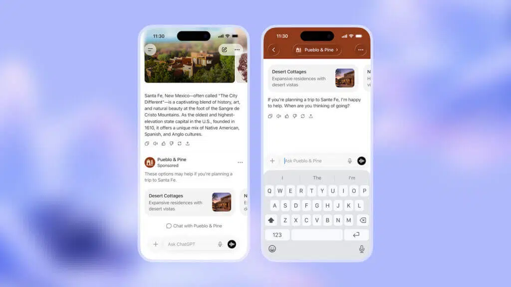 Segundo exemplo de mockup de anuncío no ChatGPT.