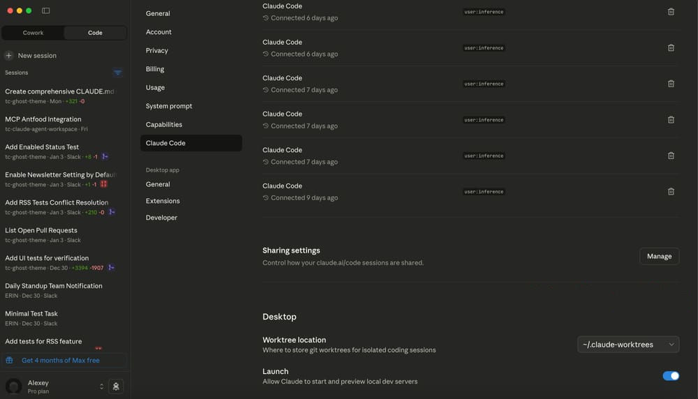 Interface de Projetos do Claude com tarefas Cowork.