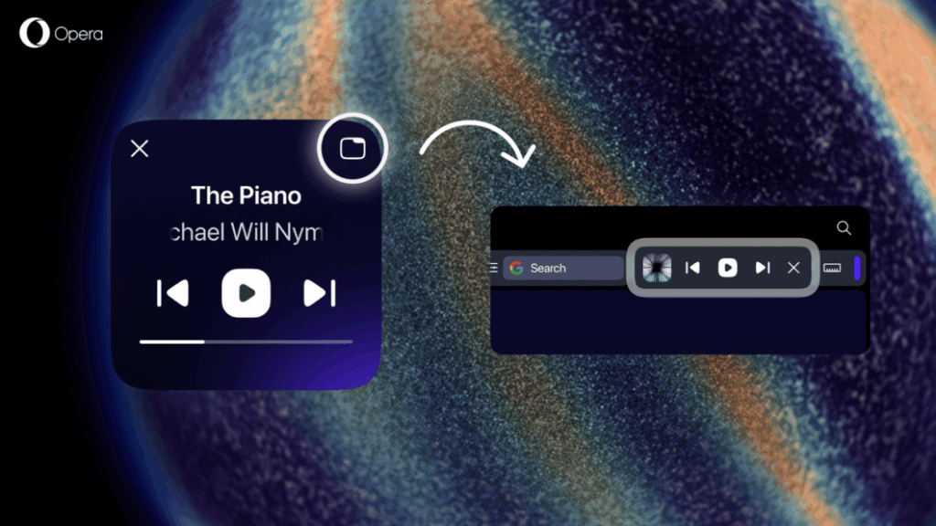 Layout em tela dividida do Opera One R3