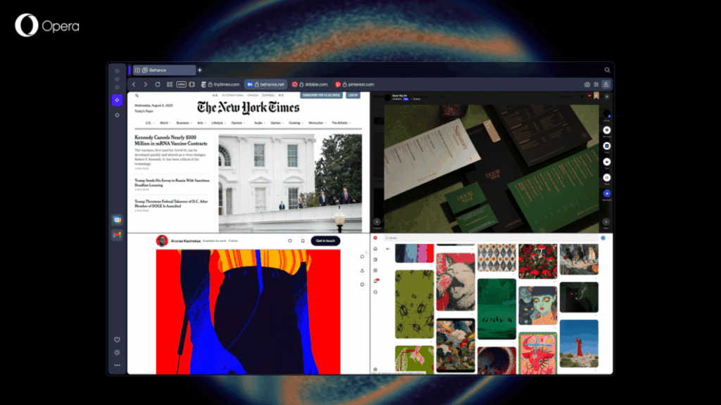 Interface do Opera com IA contextual