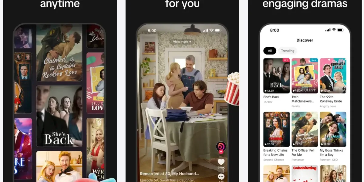 Imagem promocional do aplicativo PineDrama, novo app de microdramas do TikTok