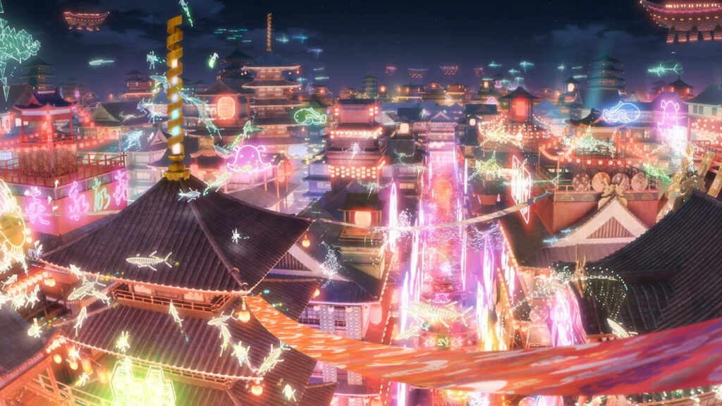 Cidade lunar do anime Cosmic Princess Kaguya