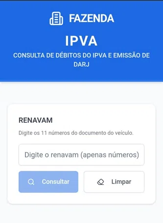 Exemplo de site falso simulando página de pagamento do Detran