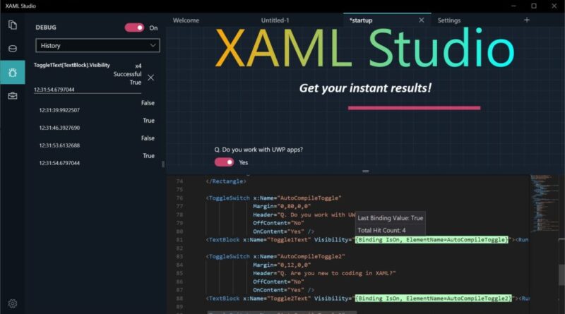 Interface do ambiente XAML Studio liberado como código aberto pela Microsoft
