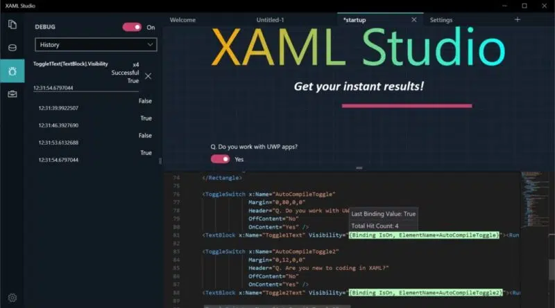 Interface do ambiente XAML Studio liberado como código aberto pela Microsoft