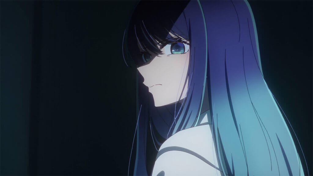 Cena de Akane Kurokawa investigando Kamiki Hikaru em Oshi no Ko Season 3