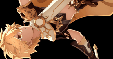 Imagem promocional de Genshin Impact no vídeo da ufotable mostrando Aether e Lumine.