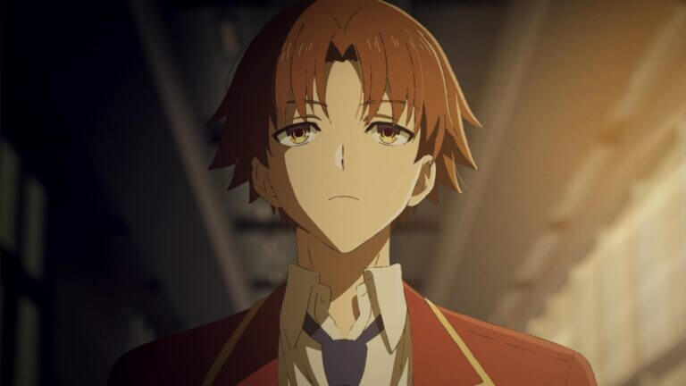 Imagem promocional de Classroom of the Elite Season 4 mostrando Ayanokouji e novos colegas de turma