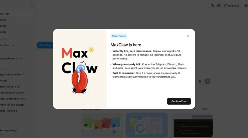 MaxClaw - agente de IA gerenciado pela MiniMax