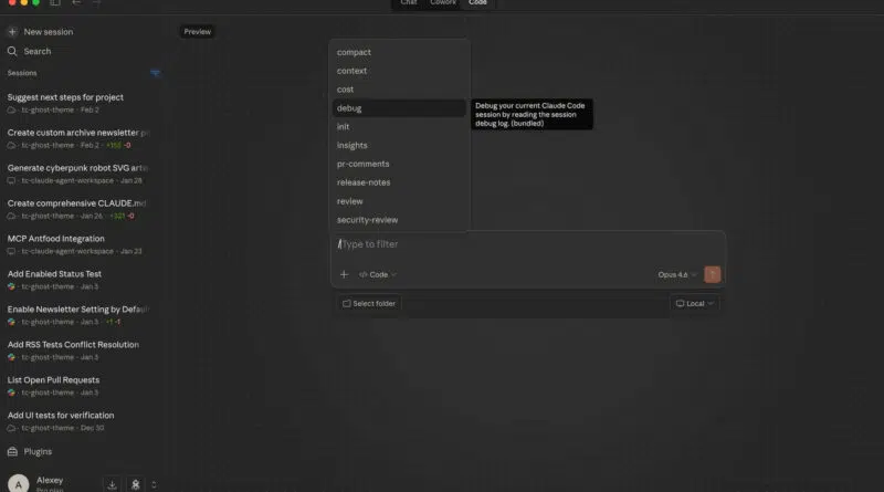 Interface do Claude Code mostrando os novos comandos de barra e integrações SSH