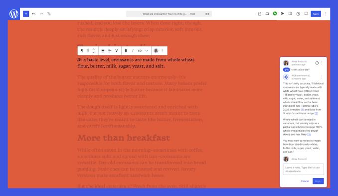 Editor de notas em bloco integrando IA para revisão de texto