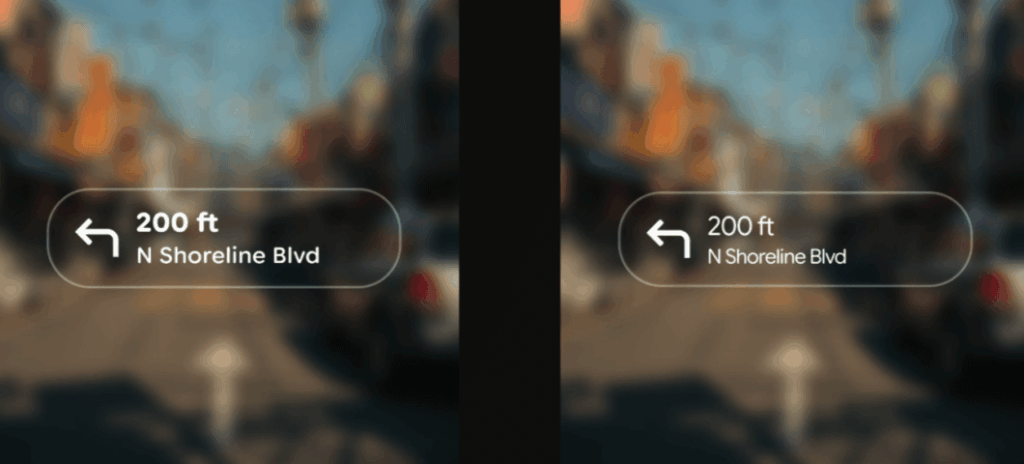 Paleta de cores e tipografia adaptadas para telas transparentes