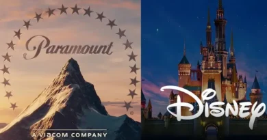 Montagem com os logotipos da Paramount e Disney simbolizando disputa por direitos autorais