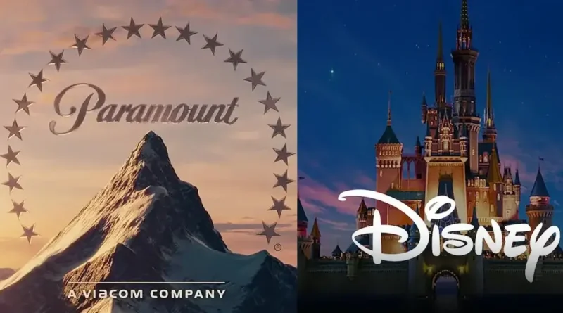 Disney e Paramount acusam ByteDance de pirataria em IA Seedance 2 Montagem com os logotipos da Paramount e Disney simbolizando disputa por direitos autorais