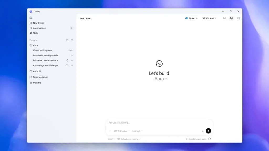 Ambiente de automação Codex para Windows com múltiplos agentes em execução