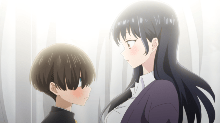 Ilustração de The Dangers in My Heart exibindo os protagonistas Kyotaro Ichikawa e Anna Yamada