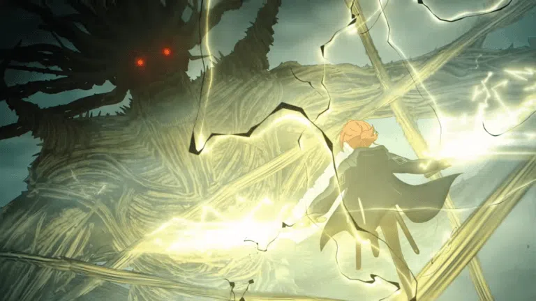 Cena do trailer de TBATE temporada 2 mostrando os personagens Brald Landon e Samantha Tempest em ambiente mágico