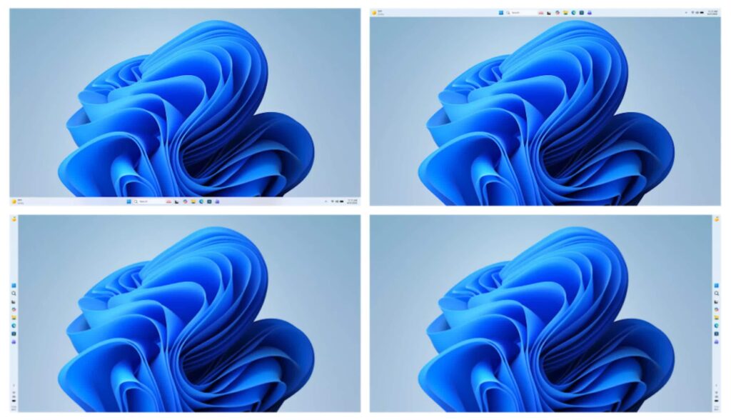 Interface do Windows 11 com taskbar reposicionável