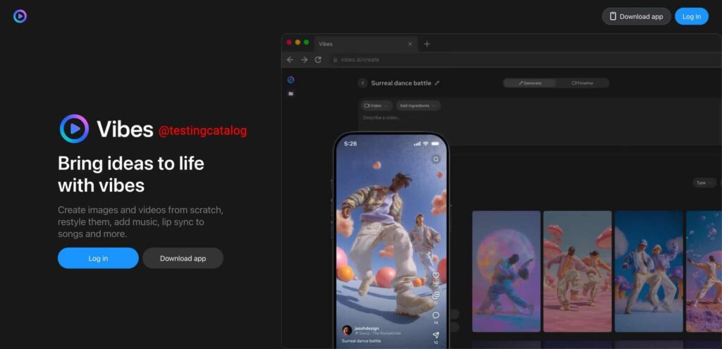 Meta testa Vibes, novo estúdio de vídeo com IA 5 Tela de protótipo mostrando interface colaborativa entre Vibes e Midjourney