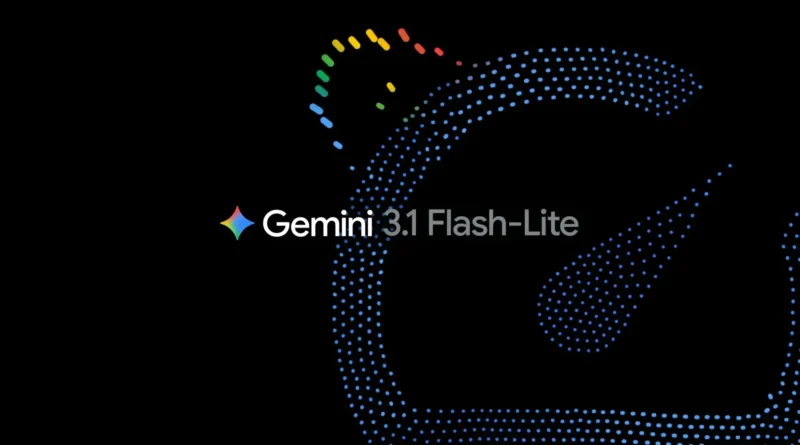 Imagem promocional do Google Gemini 3.1 Flash-Lite mostrando melhorias de velocidade e custo