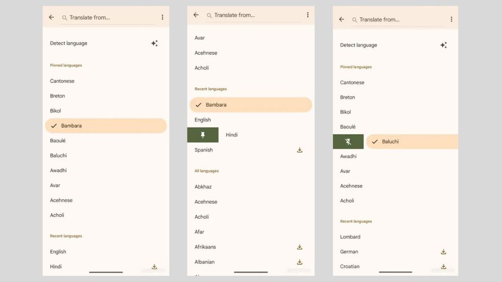 Google Tradutor deve ganhar opção de fixar até 10 idiomas (Imagem: Reprodução/Android Authority)