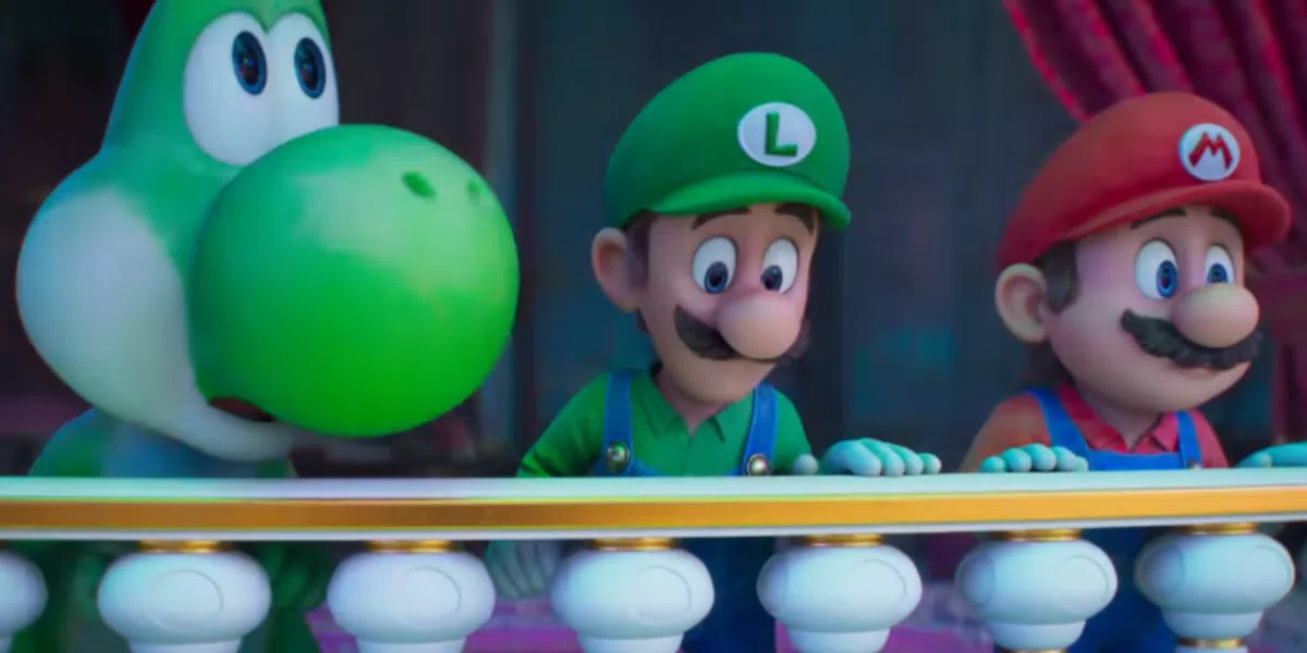 Cena do trailer final de Super Mario Galaxy mostrando Mario e Yoshi no espaço - Divulgação/Universal Pictures