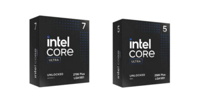 Imagem das caixas dos processadores Intel Core Ultra 200S Plus, novos modelos Arrow Lake Refresh