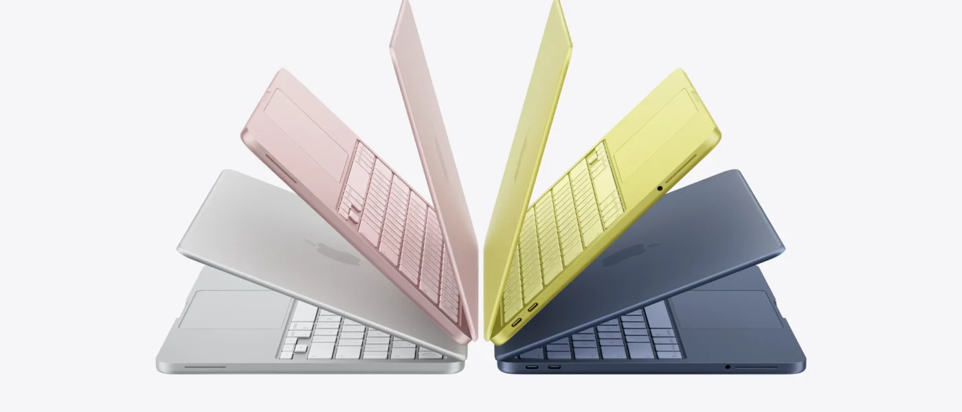 MacBook Neo colorido em quatro versões de cores