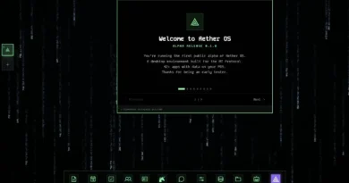 Interface do Aether OS rodando em um navegador com design cyberpunk