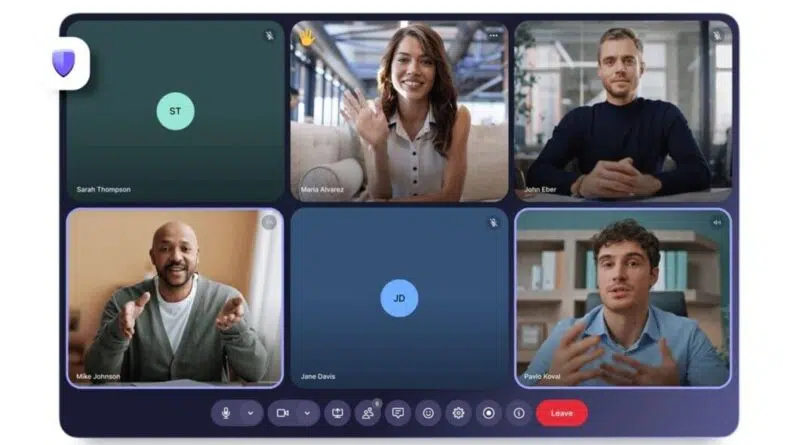 Interface do Proton Meet em videoconferência segura