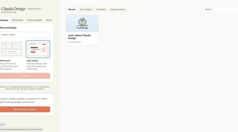 Interface do Claude Design, ferramenta de design com IA desenvolvida pela Anthropic